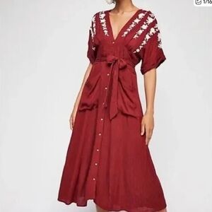 Free People Burgundy Boho Dress